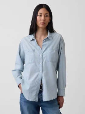 Denim Geniş Kesim Gömlek