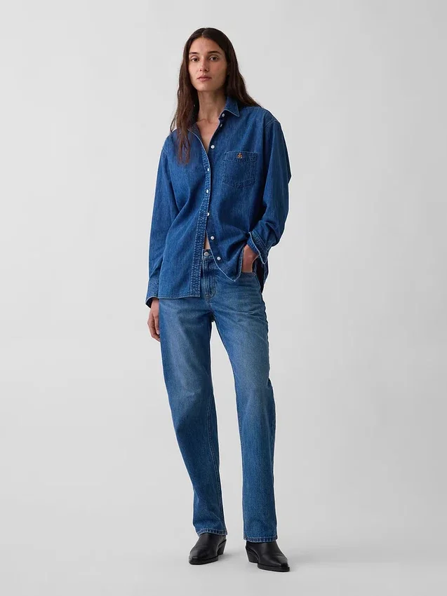 Denim Geniş Kesim Gömlek