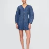 Denim Geniş Kollu Mini Elbise