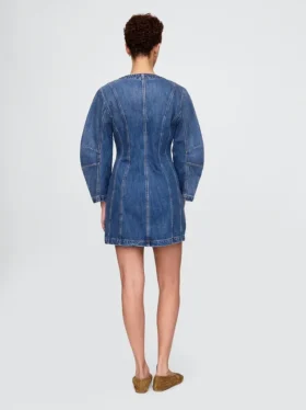 Denim Geniş Kollu Mini Elbise