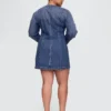 Denim Geniş Kollu Mini Elbise