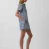 Denim Çizgili Popover Mini Elbise