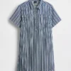 Denim Çizgili Popover Mini Elbise