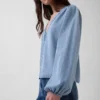 Denim Kabarık Kollu Üst Giyim