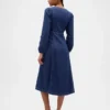 Denim Kalp Yaka Midi Elbise