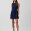 Denim Kayık Yaka Mini Elbise