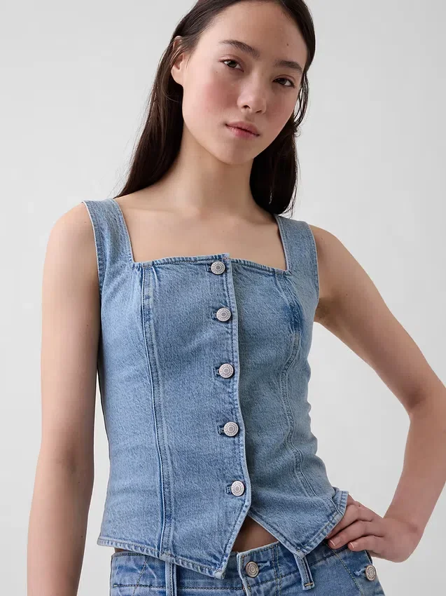 Denim Korsaj Üst Giyim