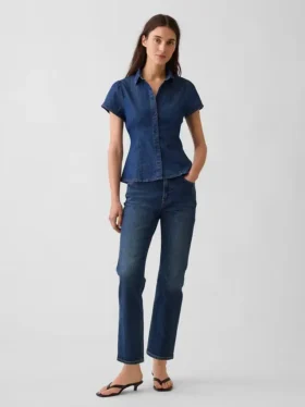 Denim Kısa Kollu Gömlek