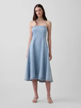 Denim Midi Elbise
