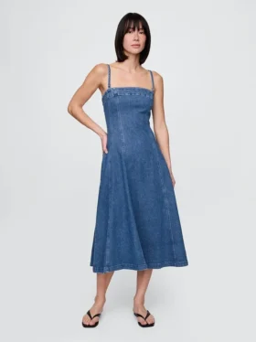 Denim Midi Elbise