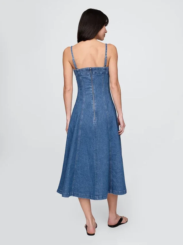 Denim Midi Elbise