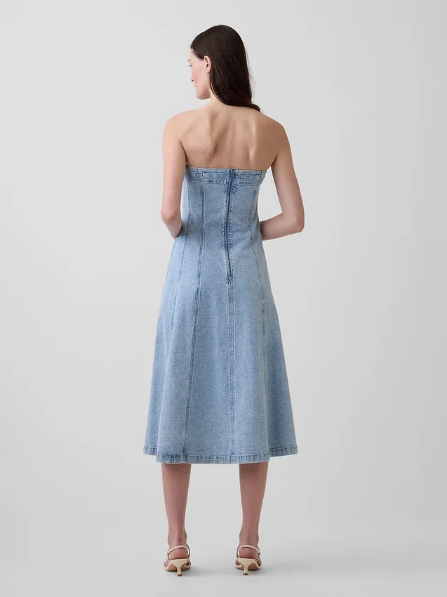 Denim Midi Elbise