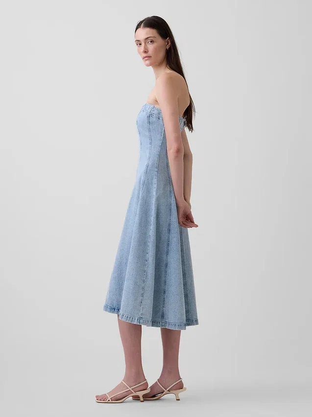 Denim Midi Elbise