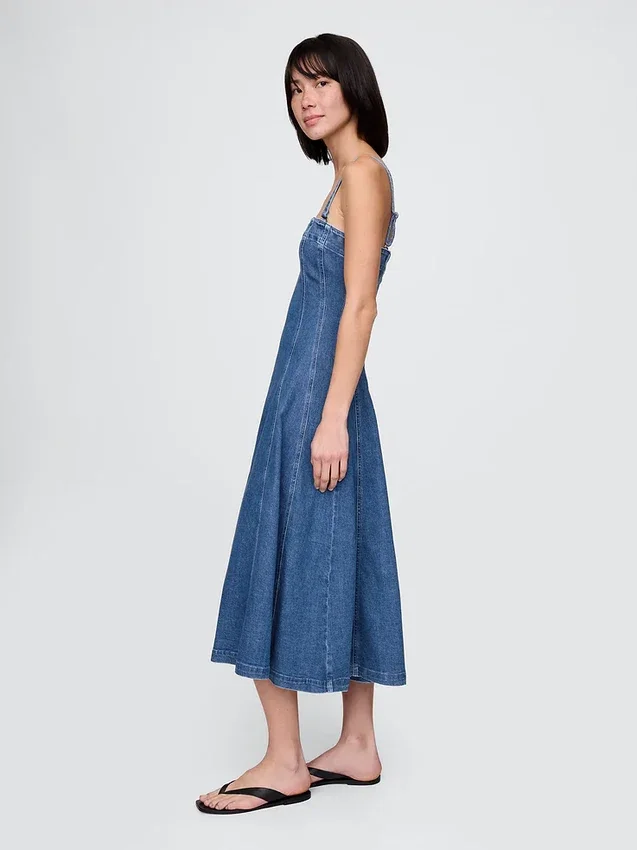 Denim Midi Elbise
