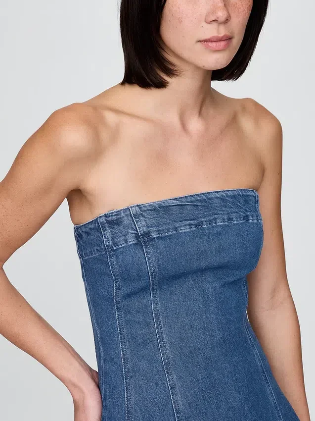 Denim Midi Elbise