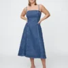 Denim Midi Elbise