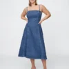 Denim Midi Elbise