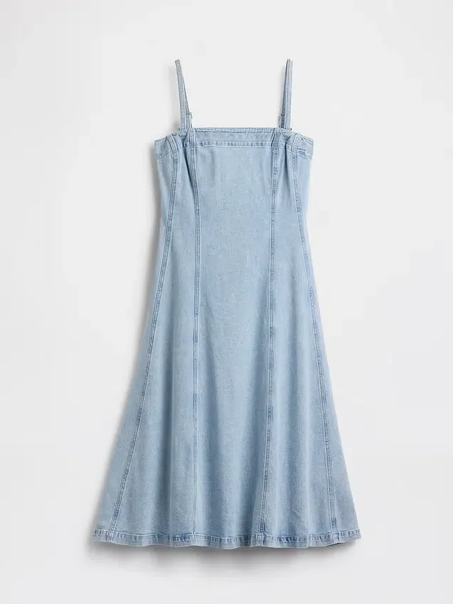 Denim Midi Elbise