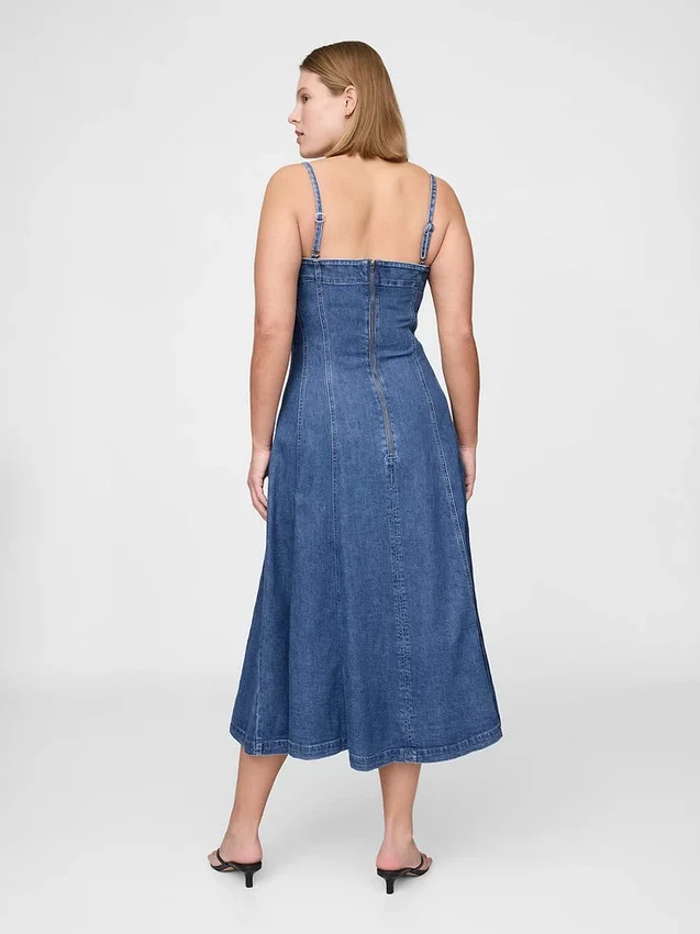 Denim Midi Elbise