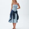 Denim Midi Elbise