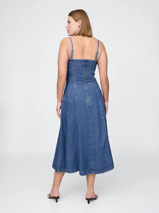 Denim Midi Elbise
