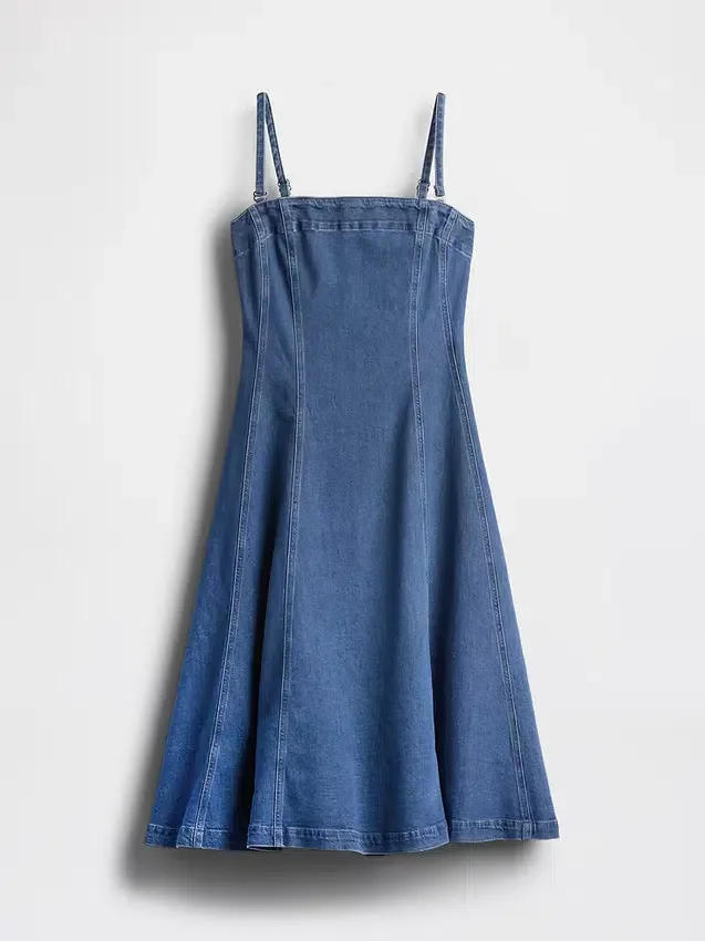 Denim Midi Elbise