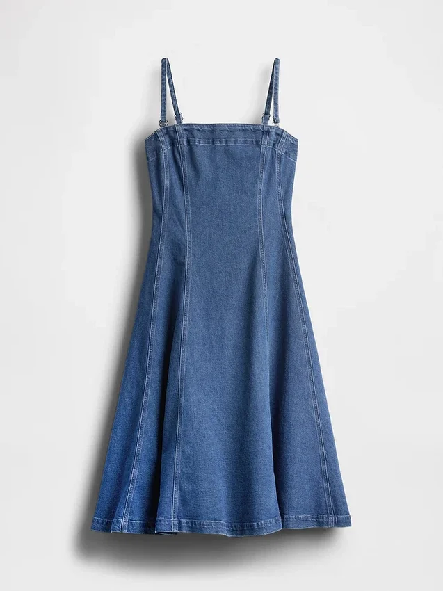 Denim Midi Elbise