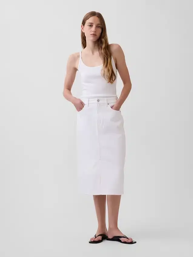 Denim Midi Kalem Etek