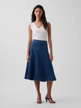 Denim Midi Lale Etek