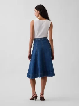 Denim Midi Lale Etek