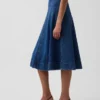 Denim Midi Lale Etek
