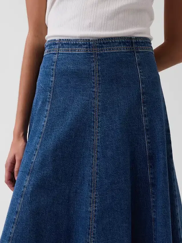 Denim Midi Lale Etek