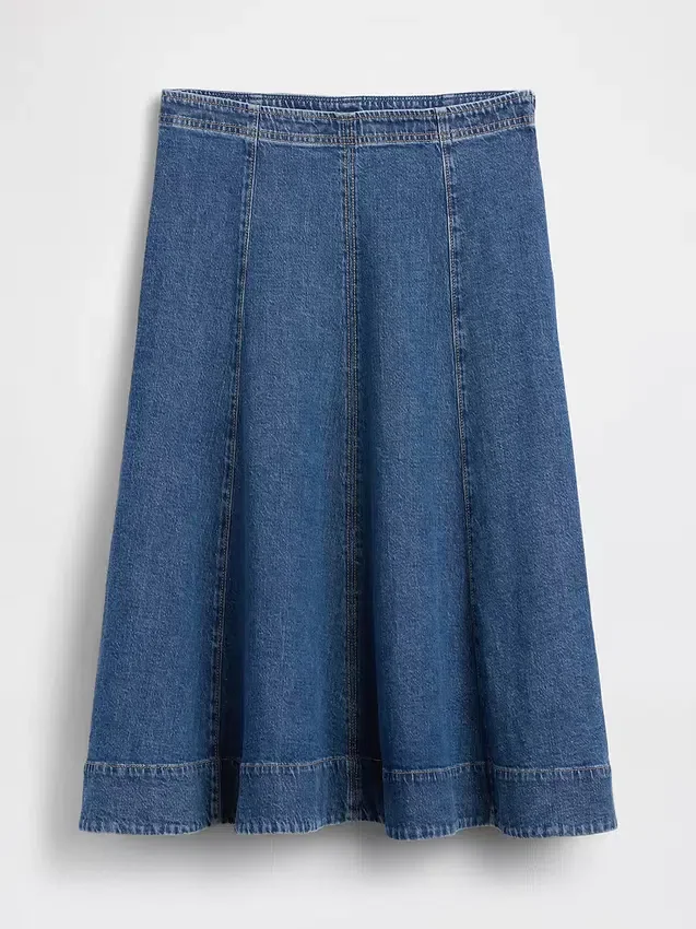 Denim Midi Lale Etek