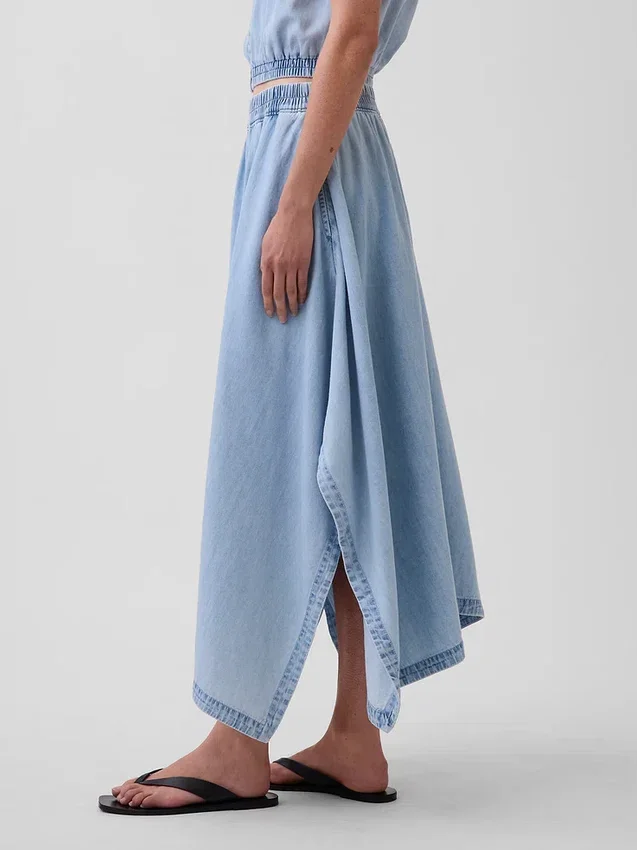 Denim Midi Mendil Etek