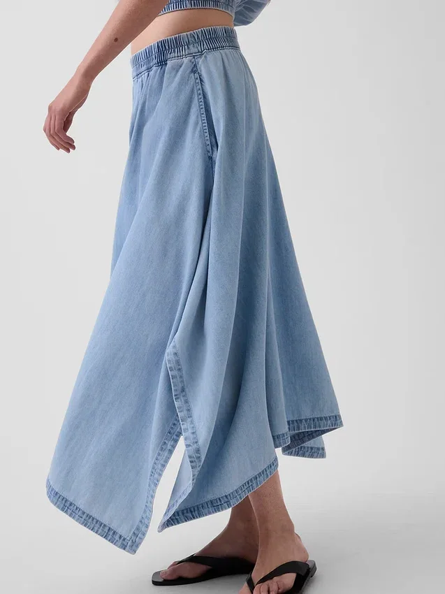 Denim Midi Mendil Etek