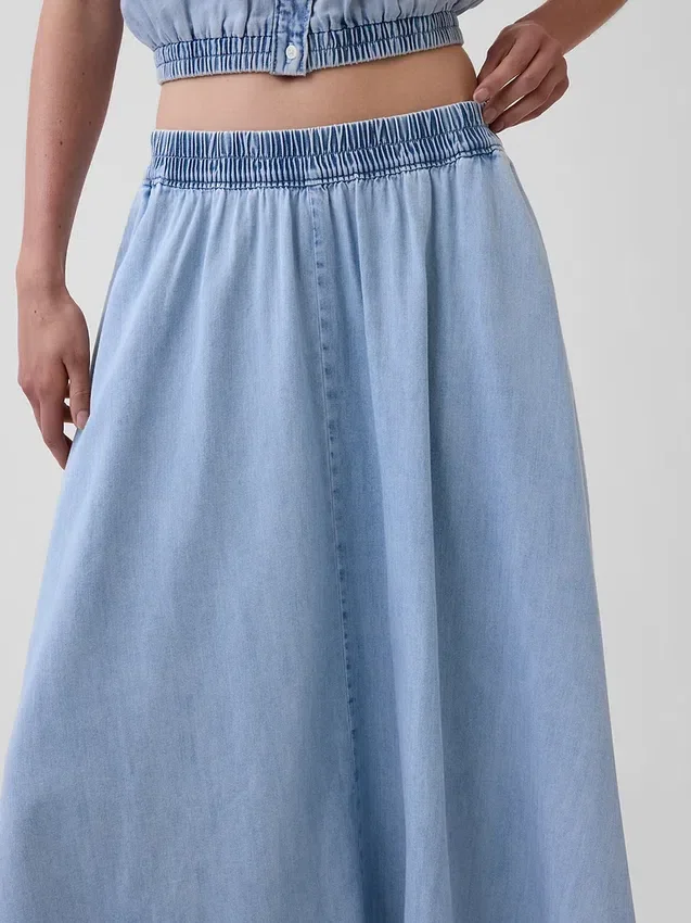 Denim Midi Mendil Etek