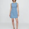 Denim Mini Düz Kesim Elbise