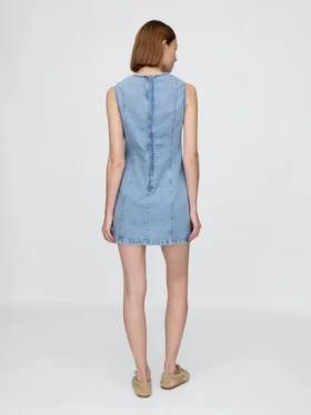 Denim Mini Düz Kesim Elbise