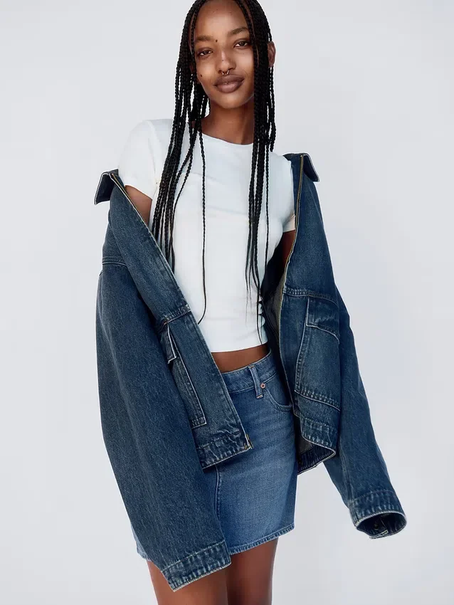 Denim Mini Etek