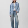 Denim Oversized Şal Yaka Denim Ceket