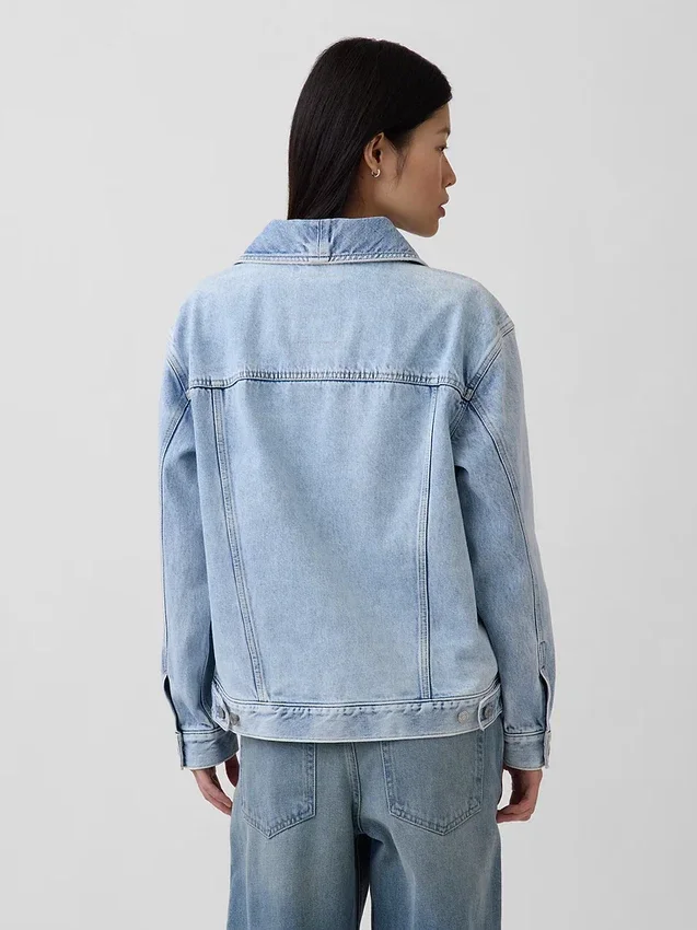 Denim Oversized Şal Yaka Denim Ceket