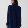 Denim Oversized Büzgülü Kollu Gömlek