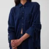 Denim Oversized Büzgülü Kollu Gömlek