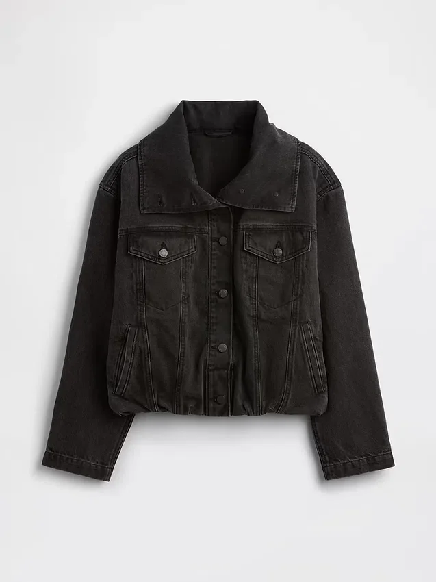 Denim Oversized Cocoon Ceket
