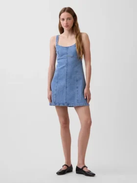 Denim Panelli Mini Elbise