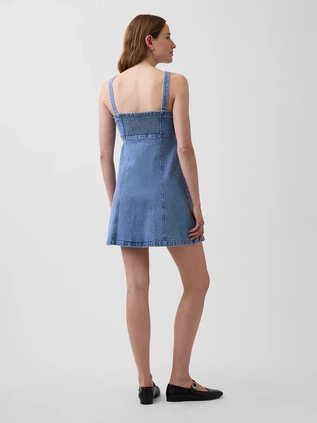 Denim Panelli Mini Elbise