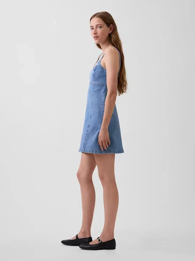 Denim Panelli Mini Elbise