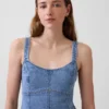 Denim Panelli Mini Elbise
