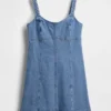 Denim Panelli Mini Elbise