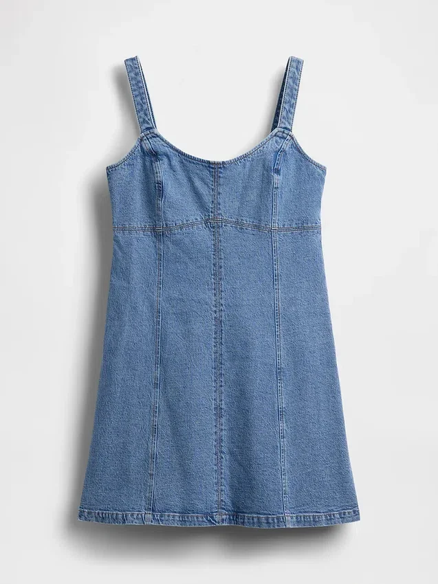 Denim Panelli Mini Elbise